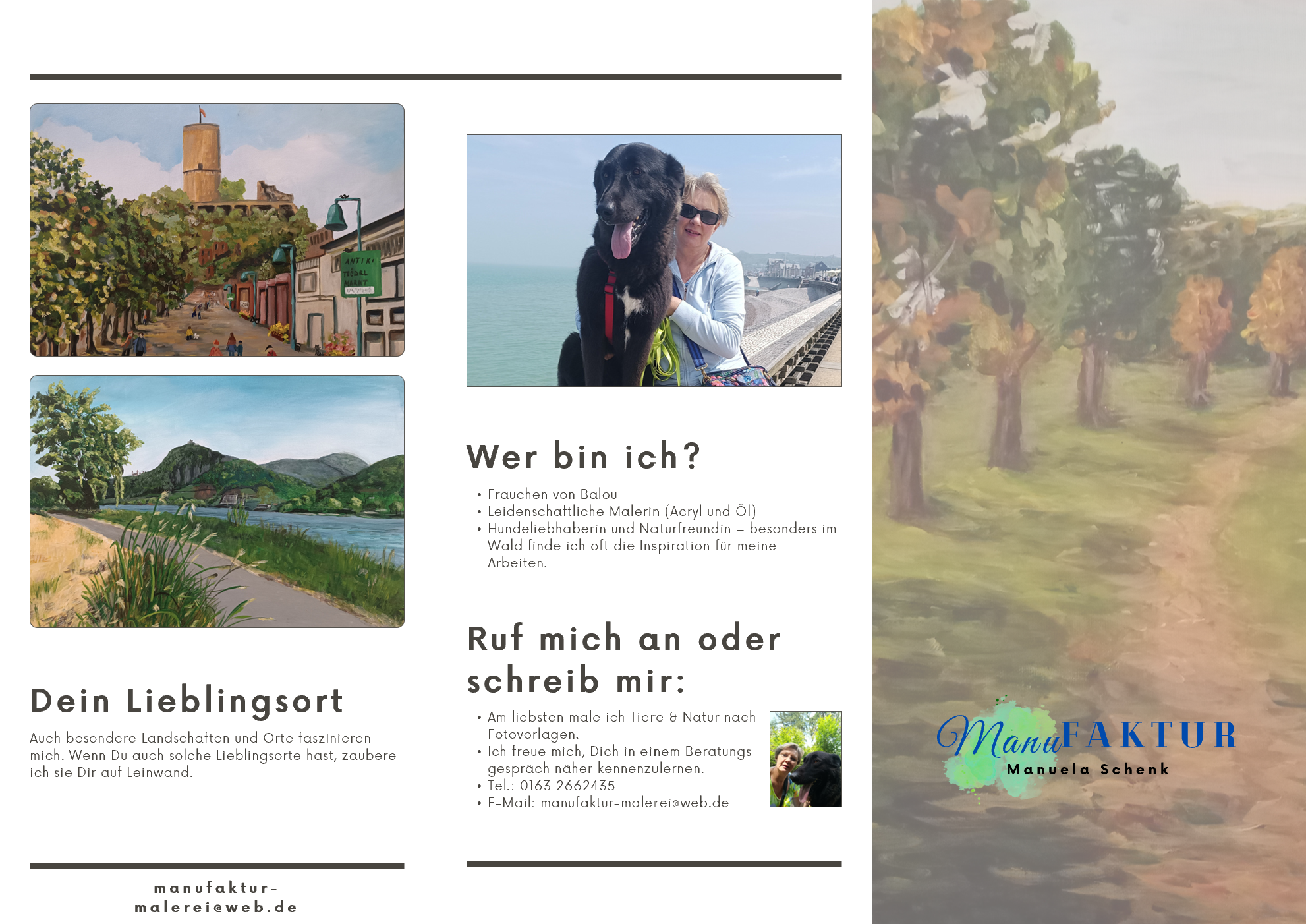 Rückseite des Informationsflyers von ManuFAKTUR Schenk