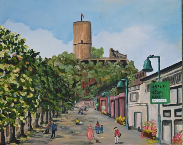 Handgemaltes Gemälde „Bad Godesberg City mit Godesburg“ – Öl auf Leinwand, 40 × 50 cm von Manuela Schenk