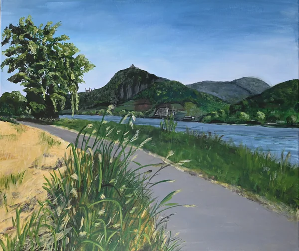 Handgemaltes Gemälde „Drachenfels am Rhein im Sommer“ – Acryl auf Leinwand, 60 × 70 cm von Manuela Schenk