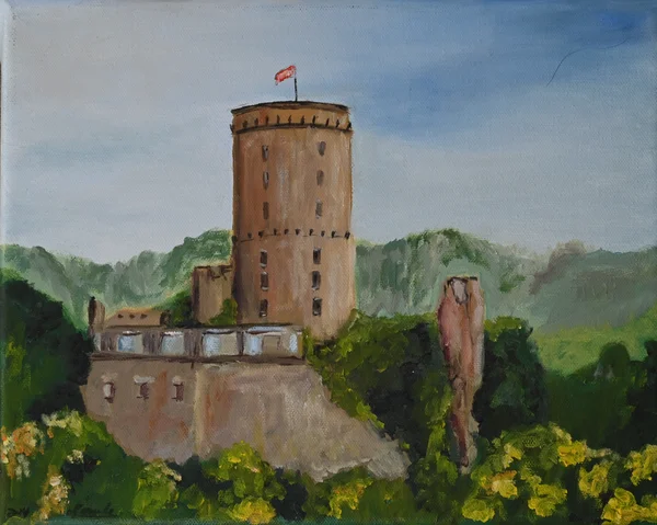 Handgemaltes Gemälde „Godesburg im Sommerlicht“ – Acryl auf Leinwand, 30 × 24 cm von Manuela Schenk