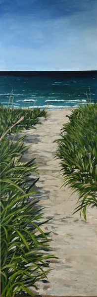 Handgemaltes Gemälde „Dünenweg an der französischen Atlantikküste“ – Acryl auf Leinwand, 100 × 150 cm von Manuela Schenk