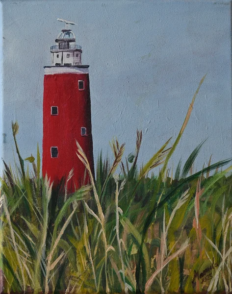 Handgemaltes Gemälde „Leuchtturm auf Texel“ – Acryl auf Leinwand, 24 × 30 cm von Manuela Schenk