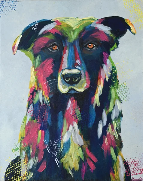 Handgemaltes Gemälde „Balou – Hundeportrait modern“ – Acryl auf Leinwand, 40 × 50 cm von Manuela Schenk