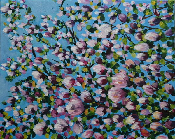Handgemaltes Gemälde „Magnolientraum“ – Acryl auf Leinwand, 40 × 50 cm von Manuela Schenk