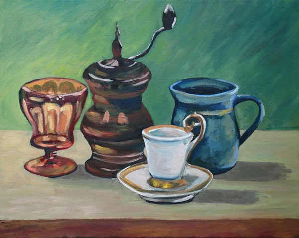 Handgemaltes Gemälde „Klassisches Stillleben“ – Öl auf Leinwand, 40 × 50 cm von Manuela Schenk